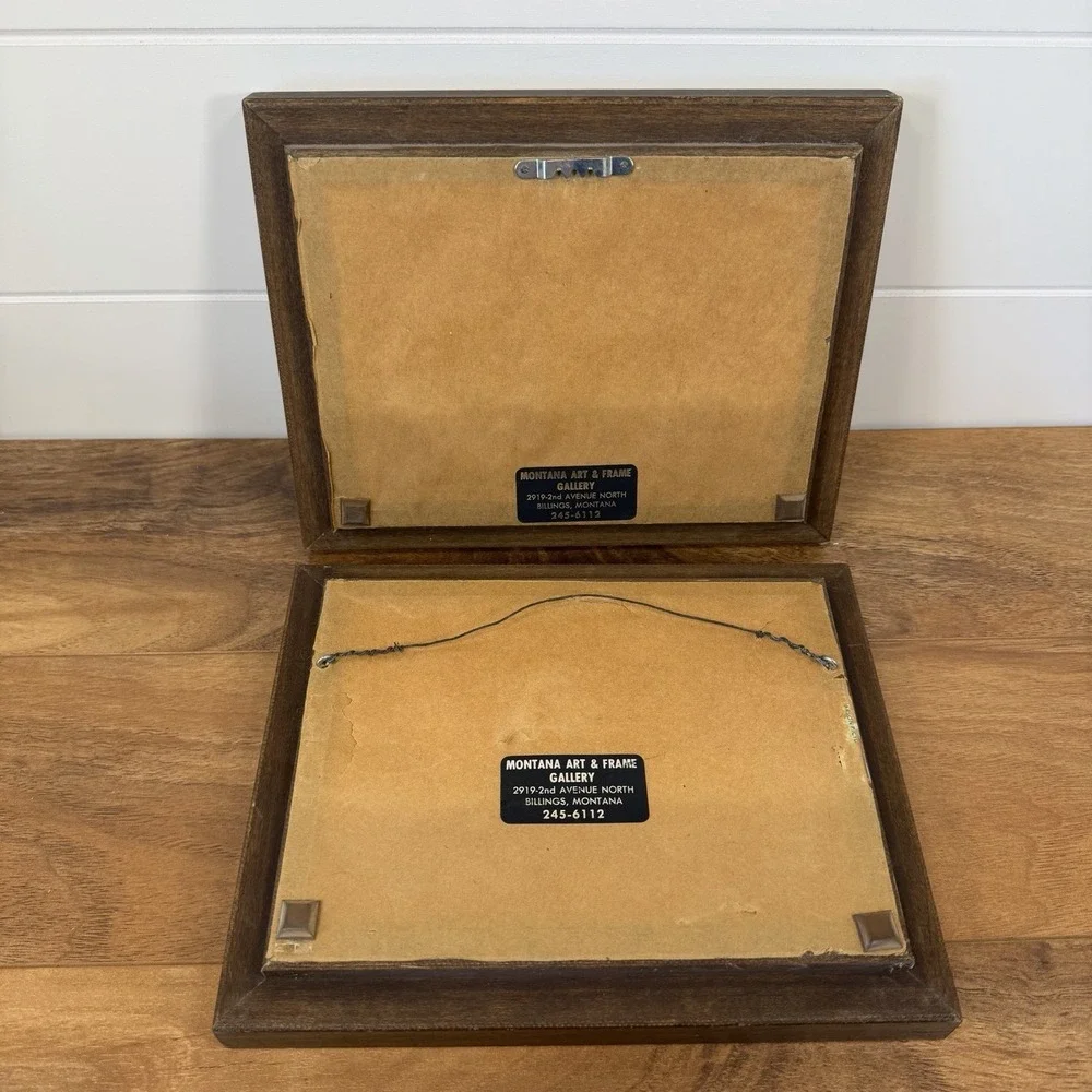 Framed VTG 1985 Folk Art USA 22¢ Duck Decoy Stamps Block of 4 Rustic Decor Set
